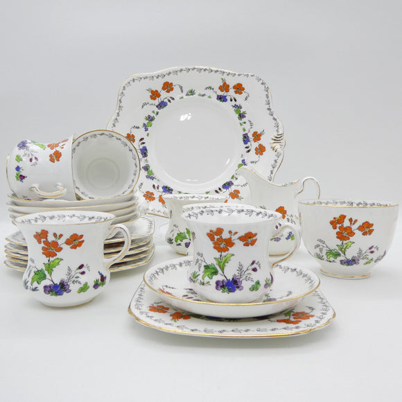 Tuscan - 9360 Hand-painted Flowers - 21-piece Tea Set